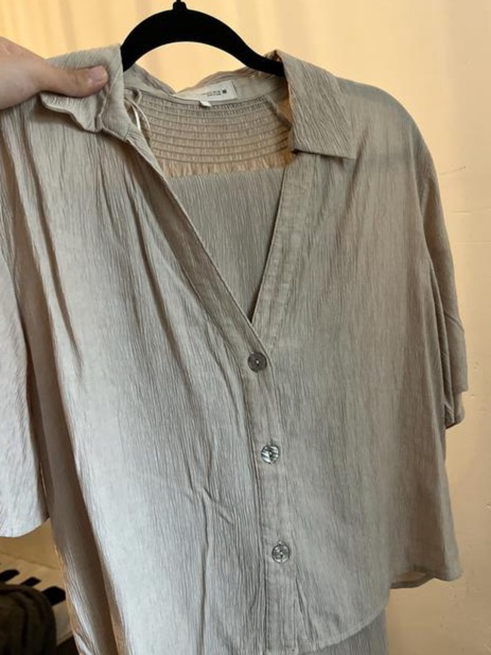NWT Zara Button Short Sleeve Cropped Blouse